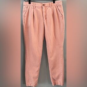 Anthropologie Scout Tapered Slim Pants Size 27 Lyocell Pink Pleated Front